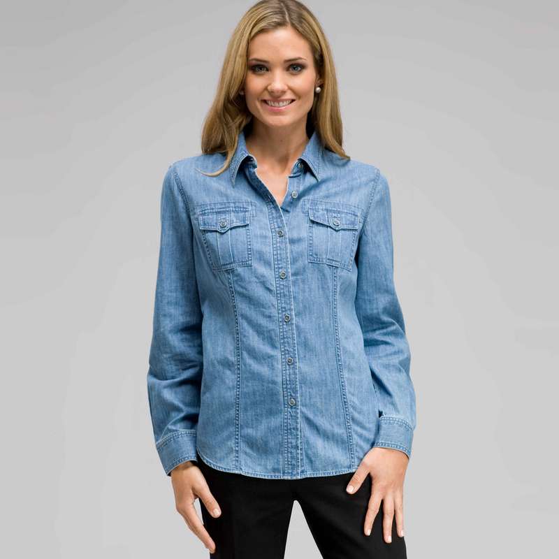 Long Sleeve Denim Button Down, Oasis Wash, large image number 0