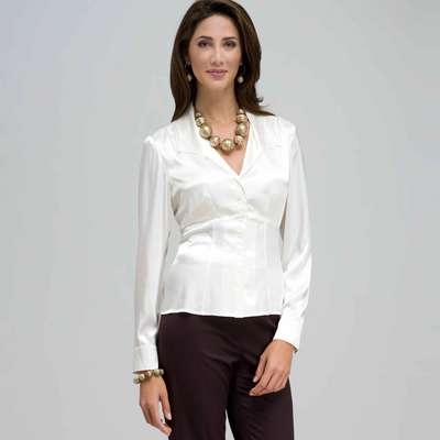 Long Sleeve Seamed Button Front Shirt